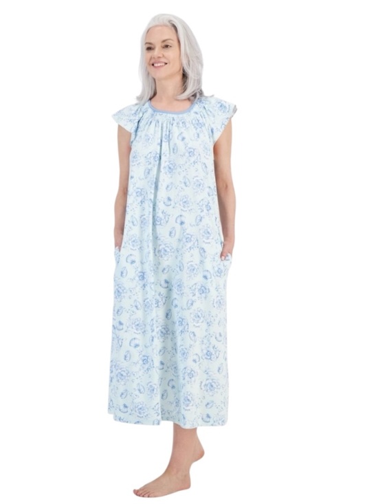 Charter Club Other - Women's Floral House Dress Nightgown Blue Lounger Pockets Soft - NWT